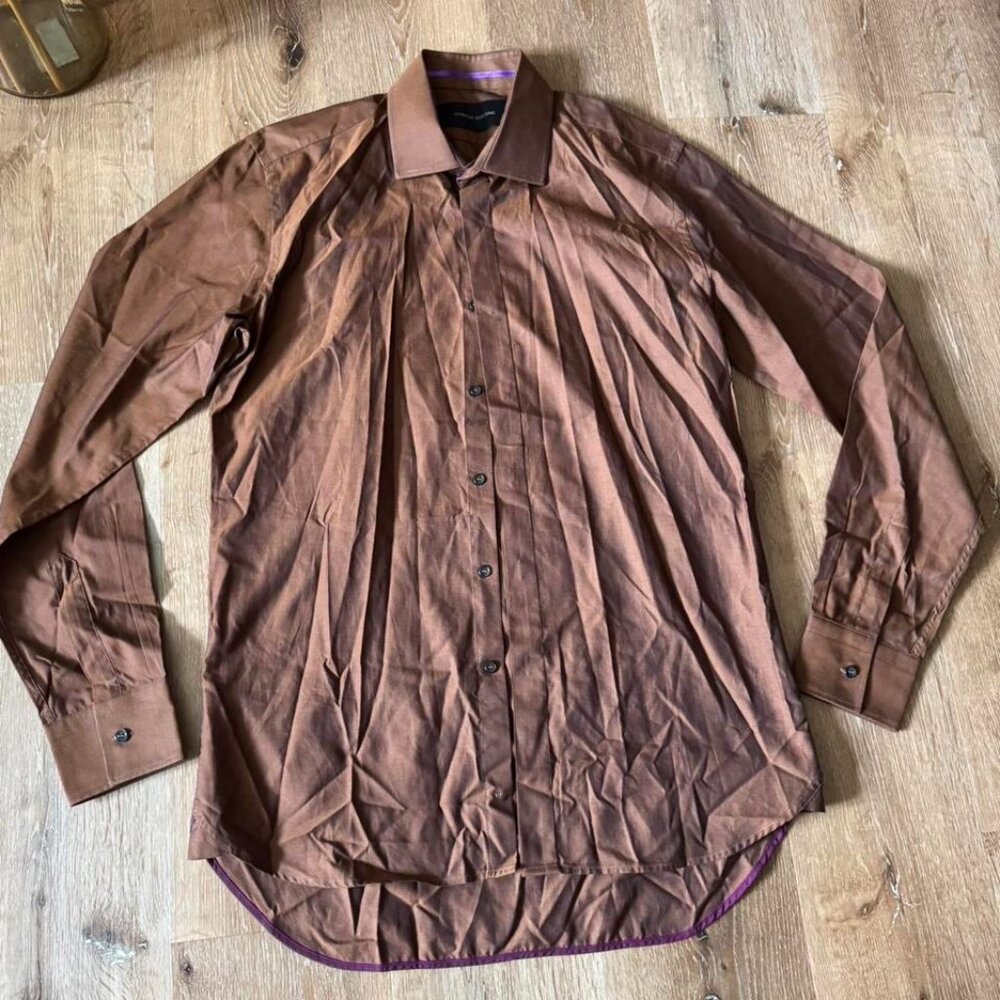 Oswald Boateng Brown Button Down Shirt Size 16/M